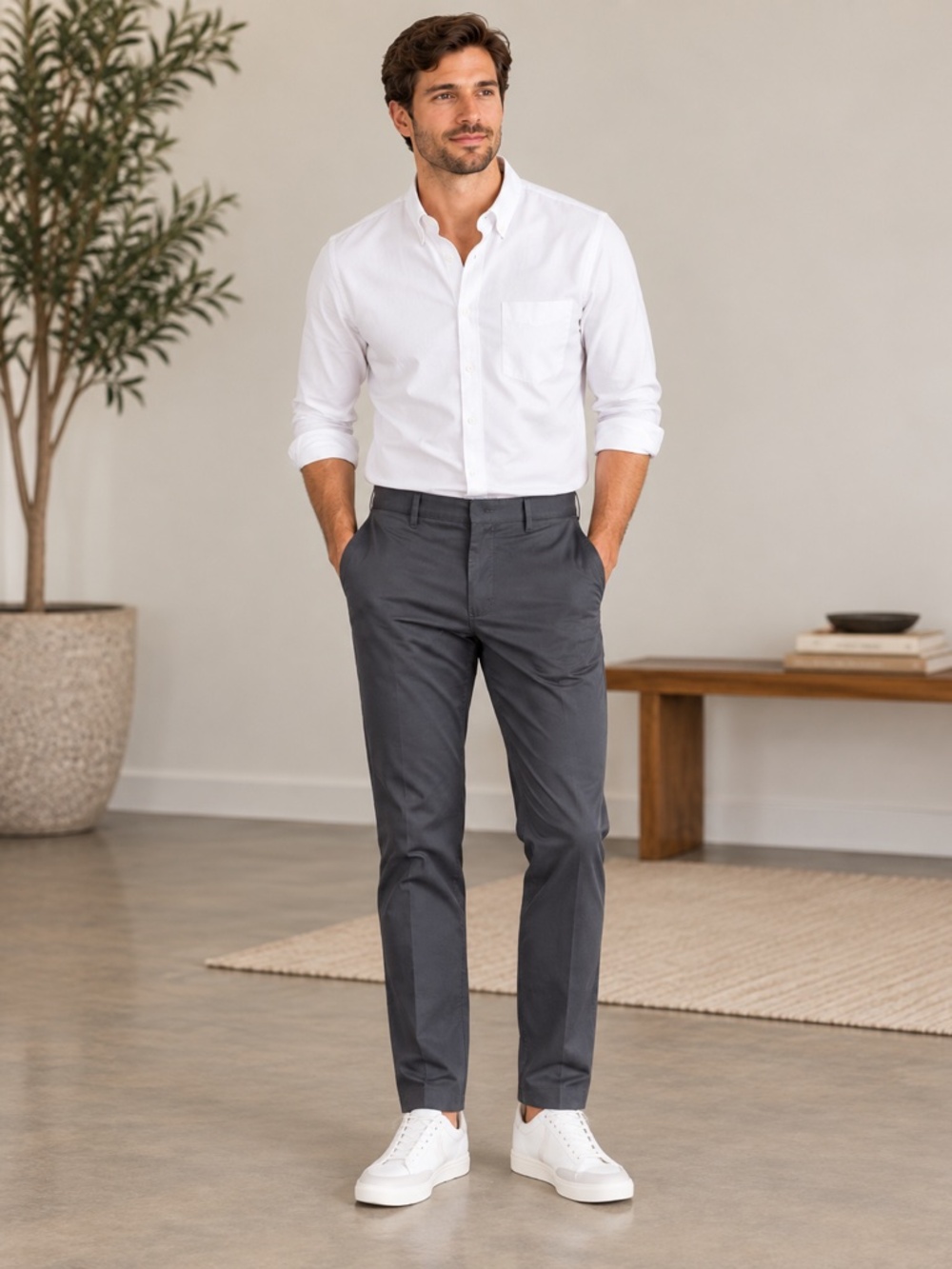Bonobos Chino Pants Mens 31x32 Grey 100% Cotton Flat Front Casual